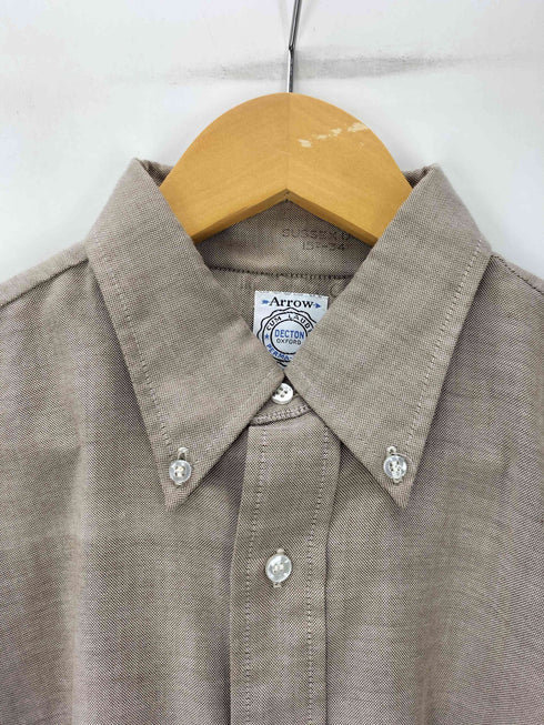 アロー ARROW 60-70S USA製 DECTON 65/35 ポリ コットン ボタンダウン L/S シャツ  裾ステンシル ユニオンチケット メンズ  15 1/2-34